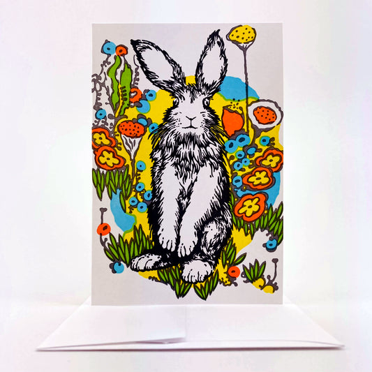 Rabbit in the Flower Garden Easter Card