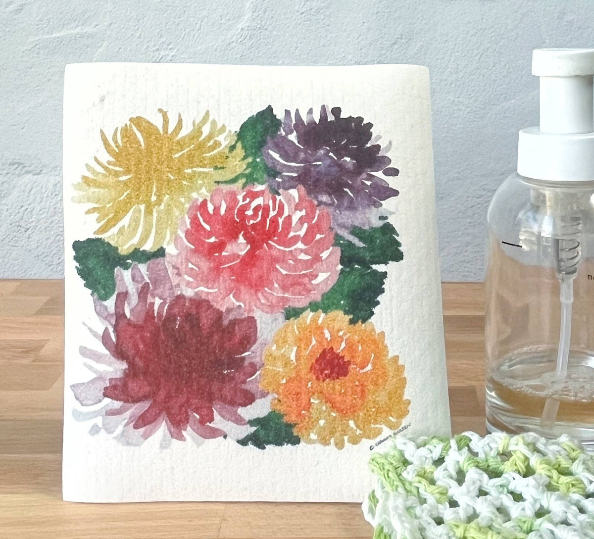Dahlias Swedish Dishcloth