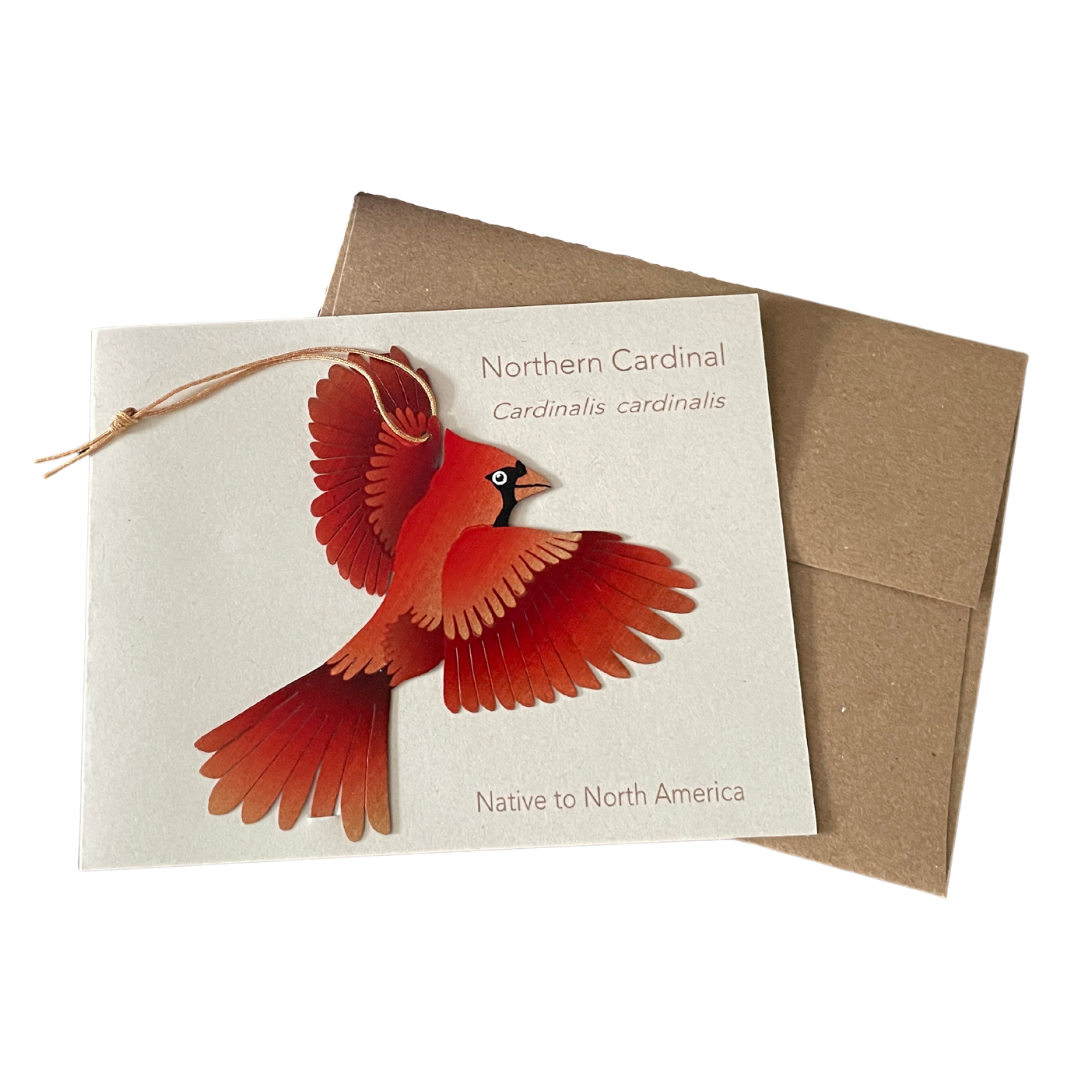 Cardinal Bronze Ornament + Notecard
