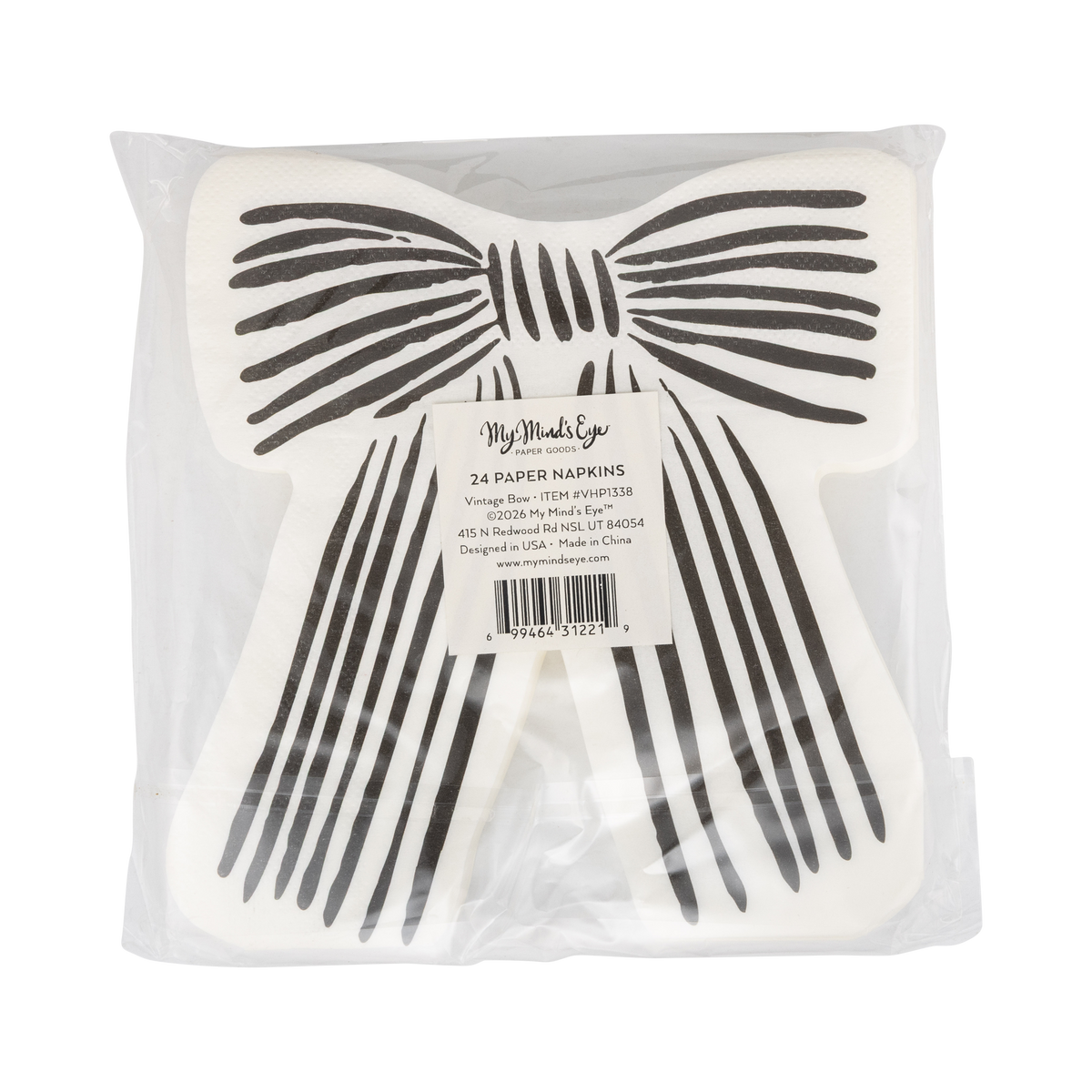 Black & Cream Bow Shaped Lunch Napkins