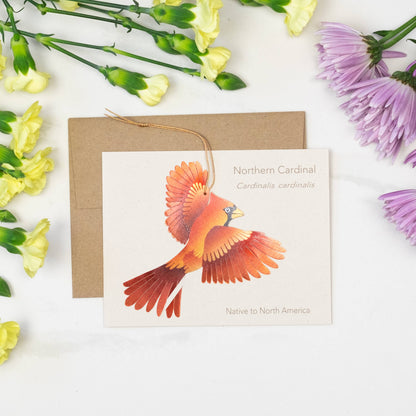 Cardinal Bronze Ornament + Notecard