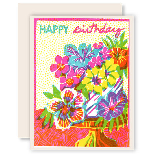 Tropical Floral Cake Birthday Card