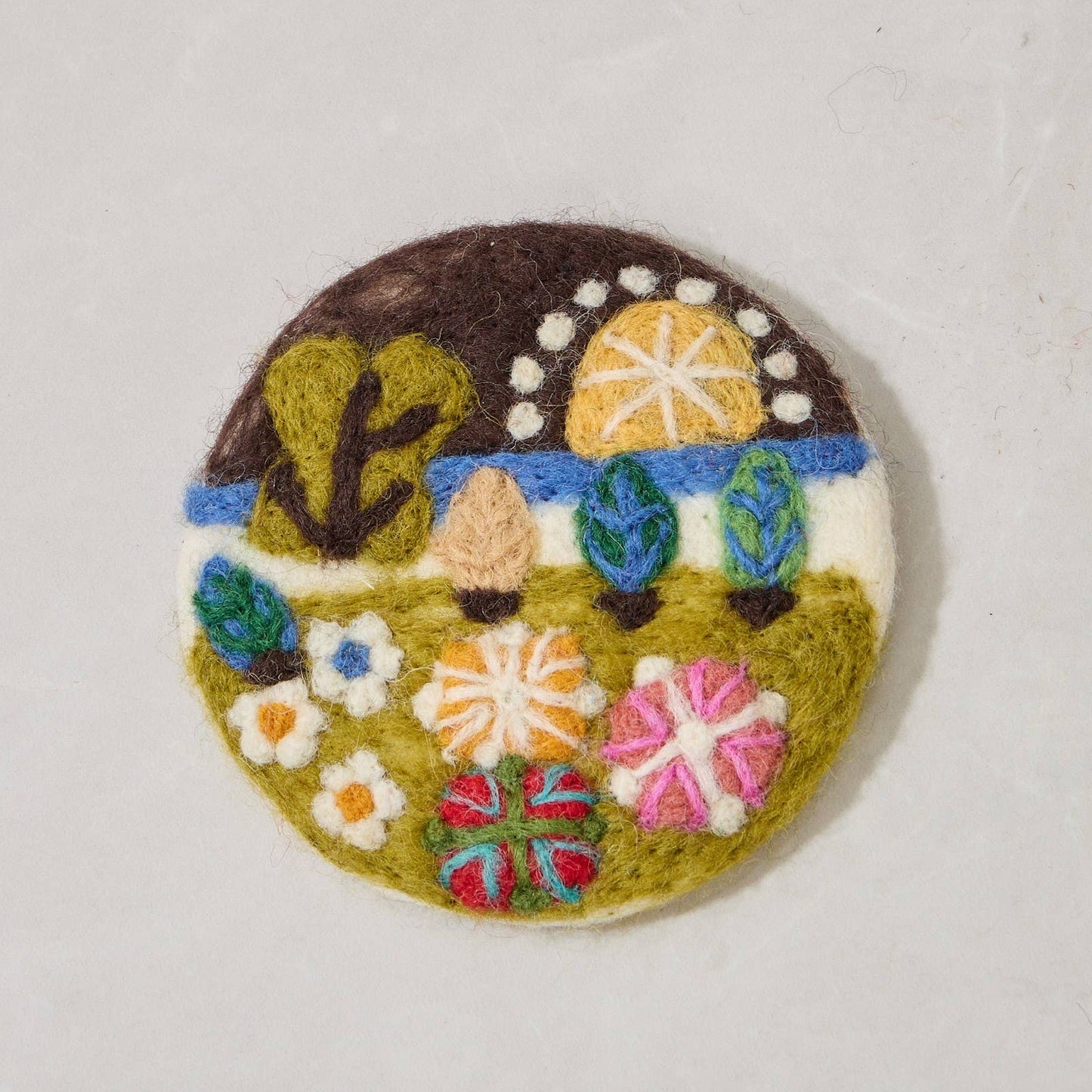 Country Garden Handmade Wool Felt Coaster