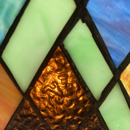 Handcrafted Beyond the Mountain Tops Glass Window Panel