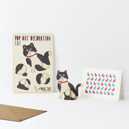 Black & White Cat Blank Pop Out Card