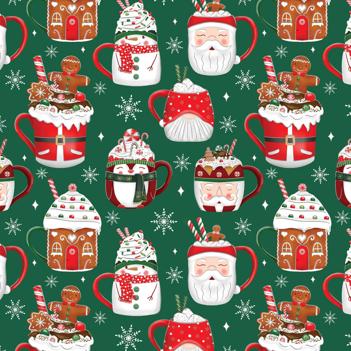 Cocoa Christmas Green Jumbo Gift Wrap Paper, 2 Rolls