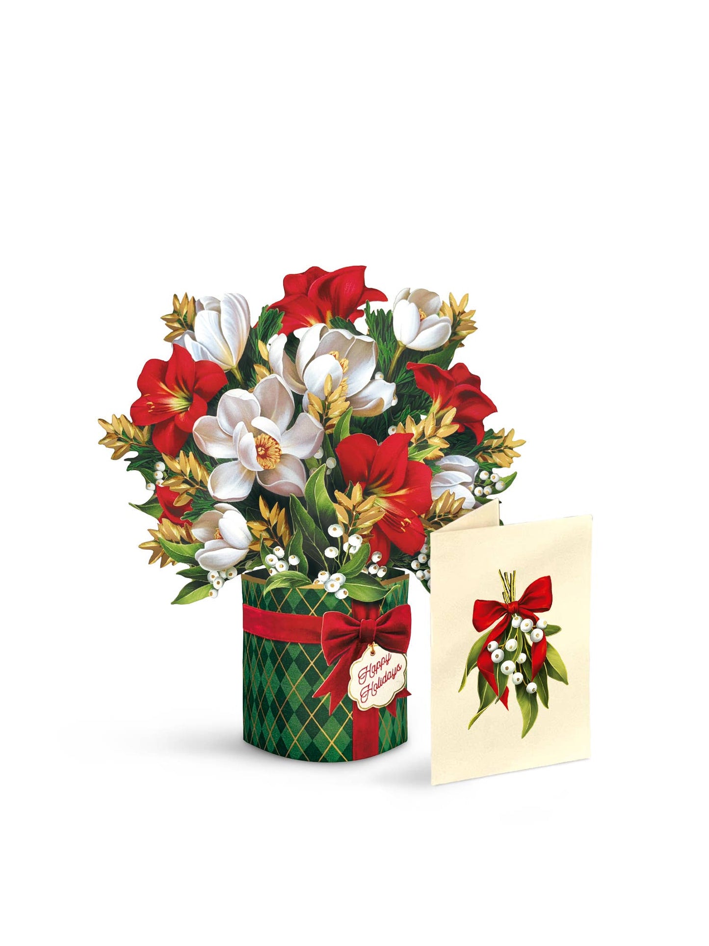Golden Mistletoe Holiday Pop-Up Card