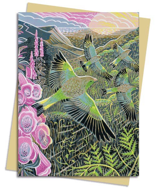 Annie Soudain: Foxgloves and Finches Blank Card