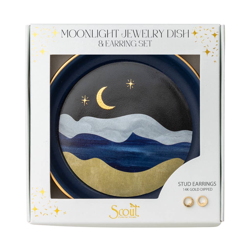 Jewelry Dish & Earring Set: Moonlight & Midnight Blue