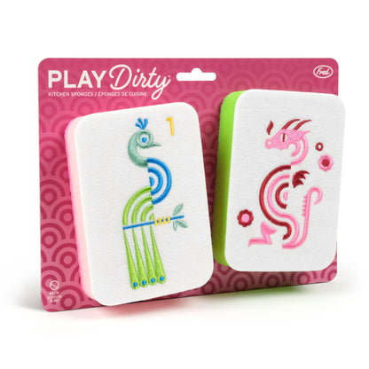 Play Dirty: Mahjong Tile Kitchen Sponges