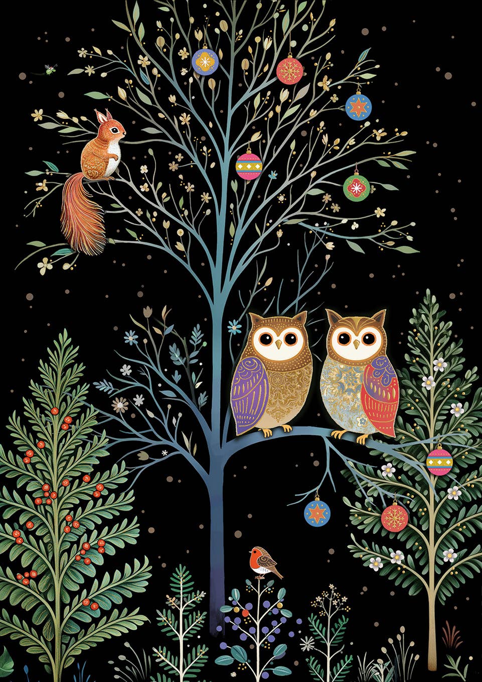 Owls and Ornaments Holiday Card