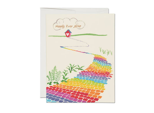 Rainbow Brick Road Wedding Card