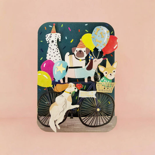 Bicycling Party Dogs Birthday Card