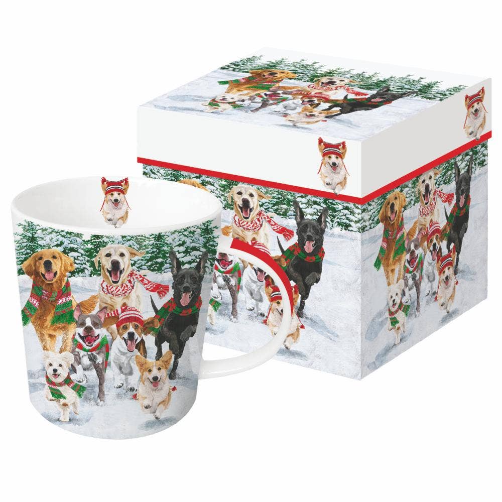 Snow Hounds Ceramic Holiday Mug in Gift Box