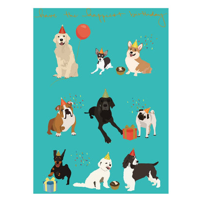 Nine Dogs in Hats Birthday Card