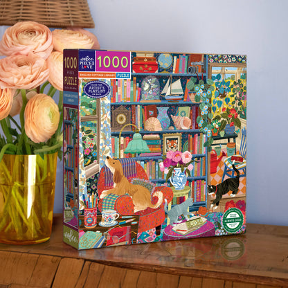 English Cottage Library 1000 Piece Puzzle
