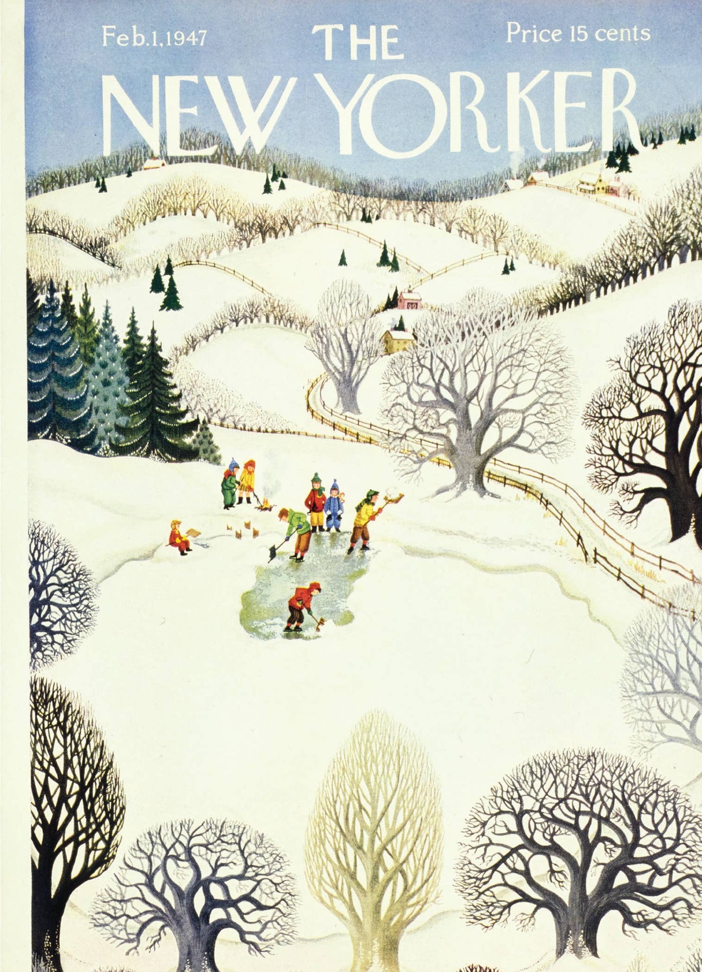 Winter at the Pond New Yorker Holiday Card