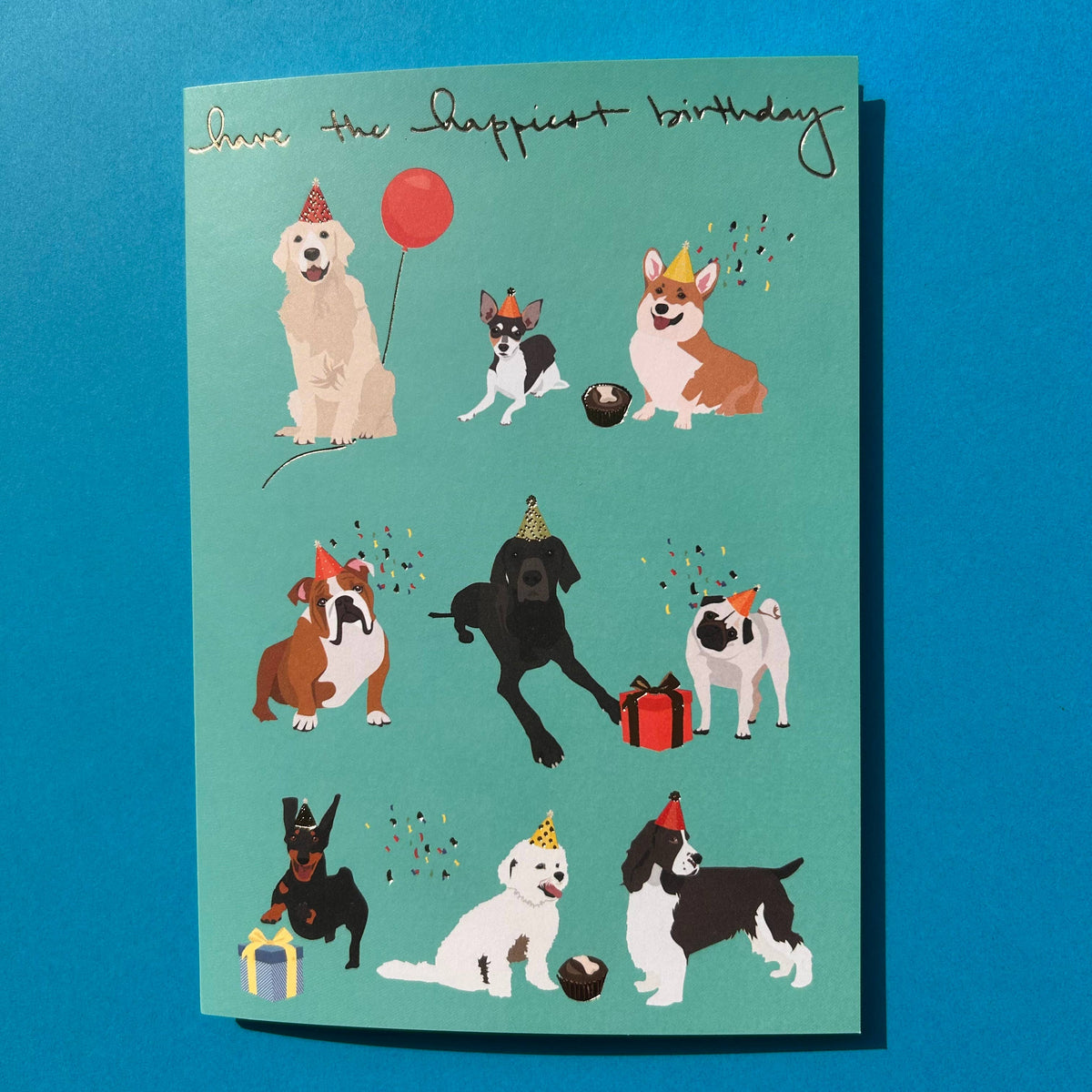 Nine Dogs in Hats Birthday Card