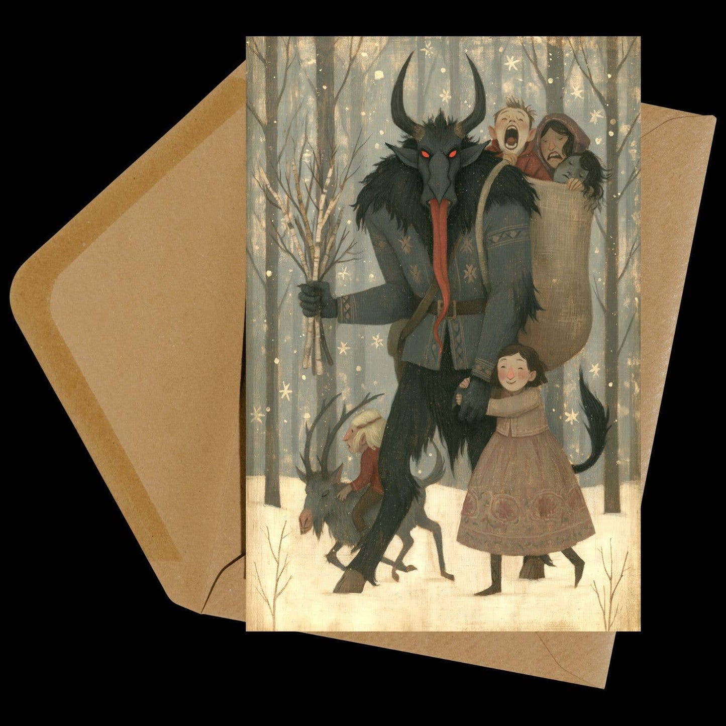 Krampus Folk Art Holiday Card
