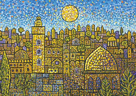 Warm Golden Village Holiday Cards