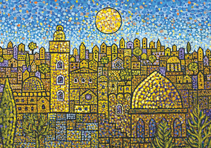 Warm Golden Village Holiday Cards