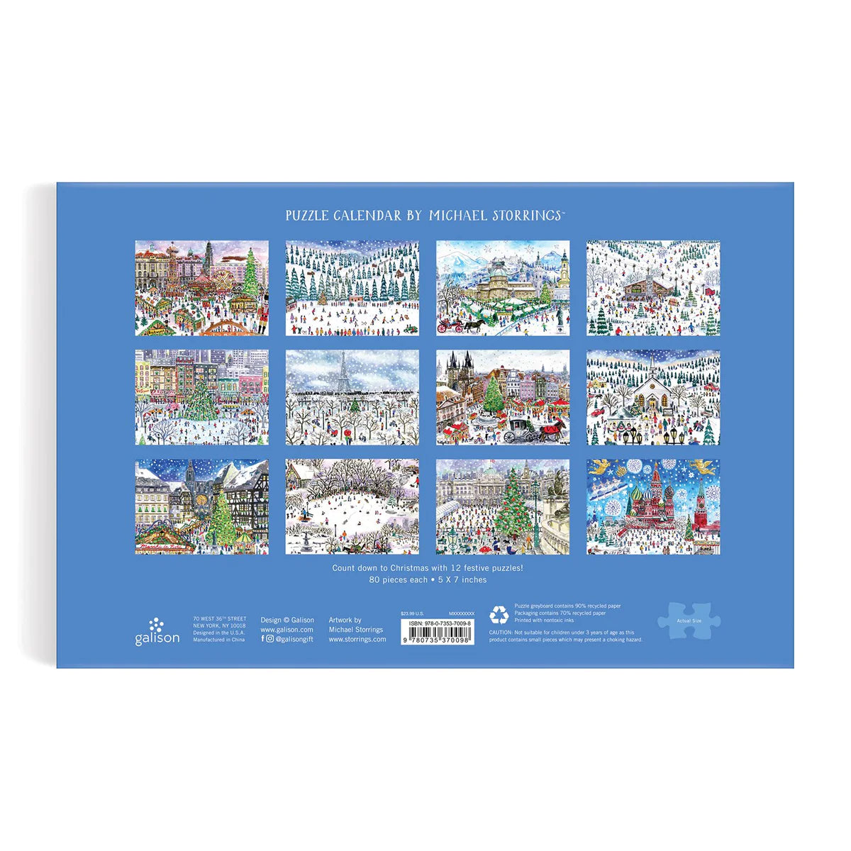 Snowy Villages of the World 12-Day Advent Calendar Puzzle - 80pc