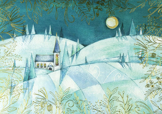 Moonlit Steeple Deluxe Boxed Holiday Cards