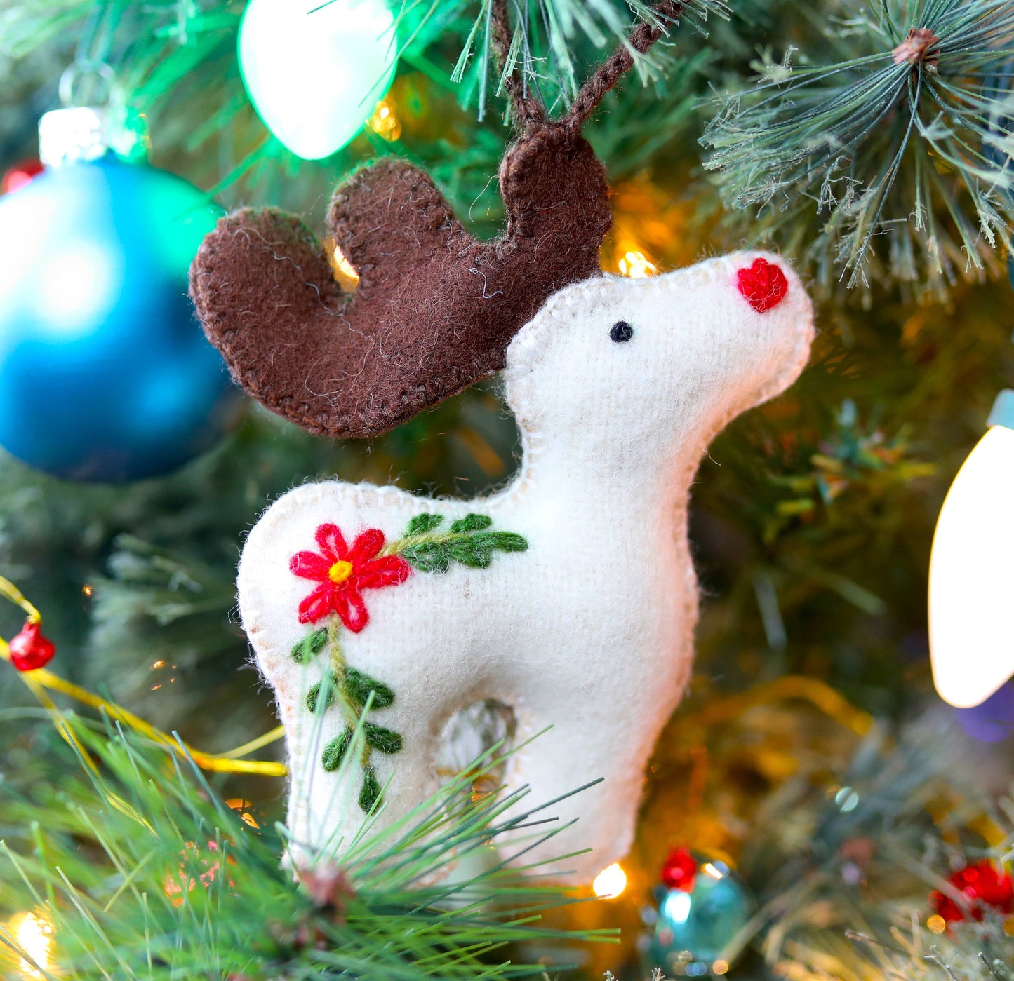 Nordic Reindeer Felted Ornament
