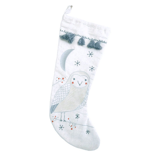 Owl Embroidered Holiday Stocking