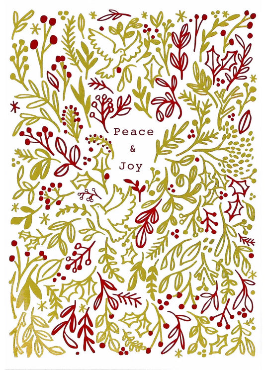 Peace & Joy Gold Foil Small Boxed Holiday Cards