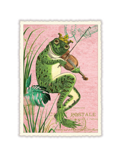 Vintage Fiddle Playing Frog Postcard