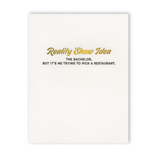 Reality Show Idea Blank Card
