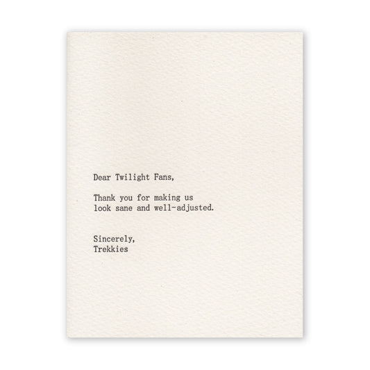 Twilight and Trekkies Blank Card