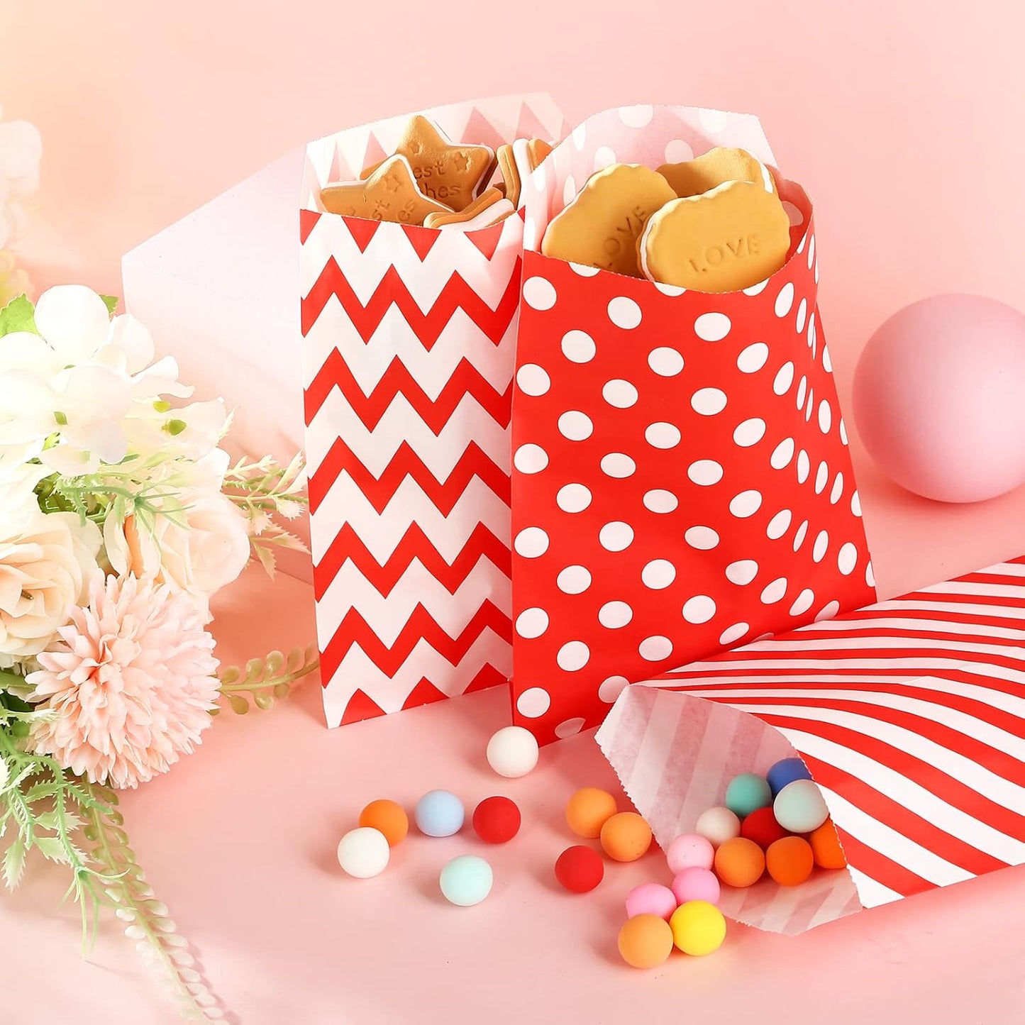 Red Patterned Mini Treat Bags, 12 Pack