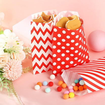 Red Patterned Mini Treat Bags, 12 Pack
