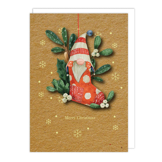 Gnome Stocking Bauble Christmas Card