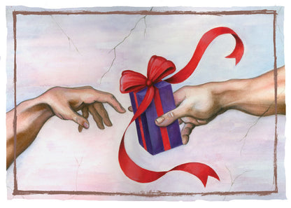 Michelangelo Handing Gift Holiday Card