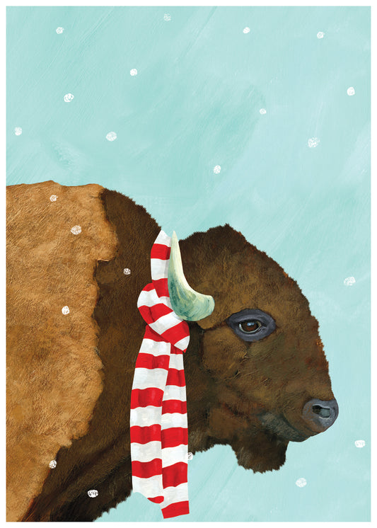 Snowy Bison  Holiday Card