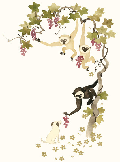 Monkeys and Puppy Foil Embossed Thank You Card