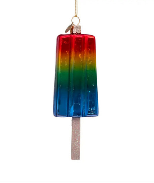 Rainbow Popsicle Hand Blown Glass Ornament