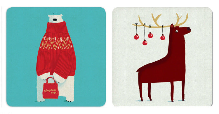 Polar Bear and Reindeer Coasters
