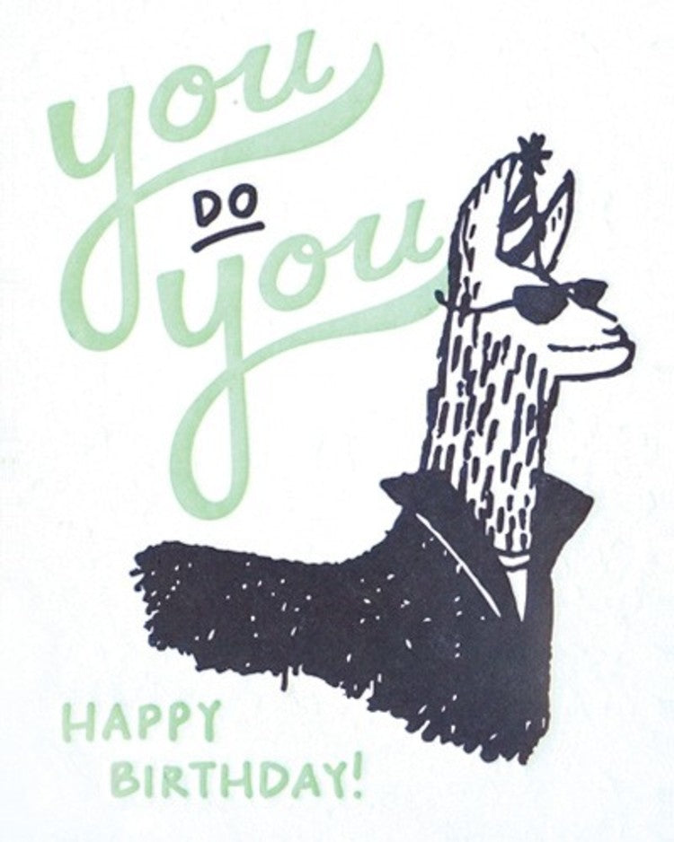 Llama You Do You Letterpress Birthday Card