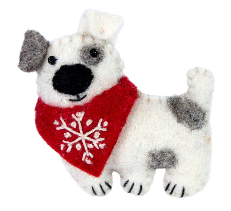 Patches Dog Felted Ornament