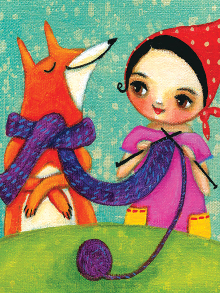 Knitting Fox Mini Card Allport Editions knitting-fox-mini-card-allport-editions