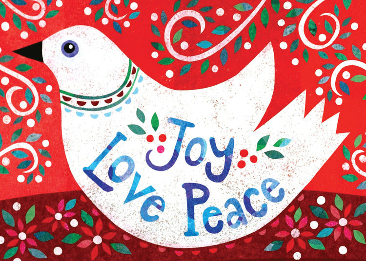 Joy Love Peace Dove Holiday Card