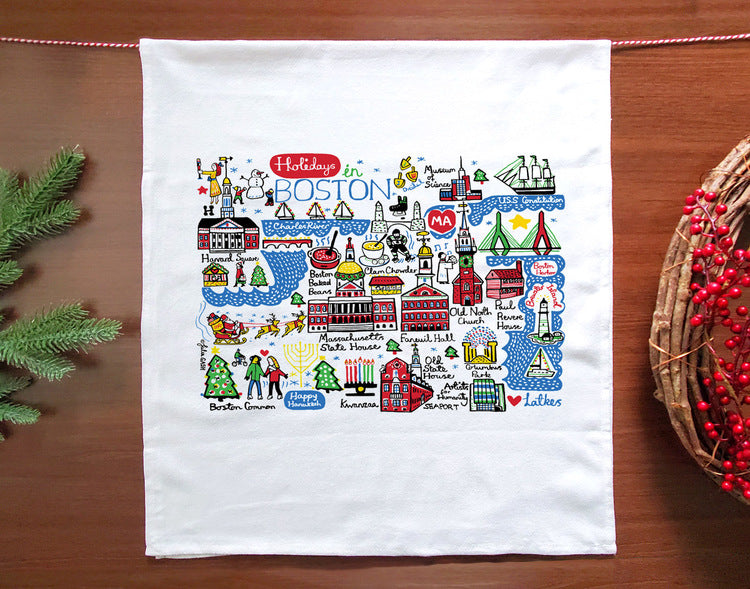 Holidays in Boston Tea Towel