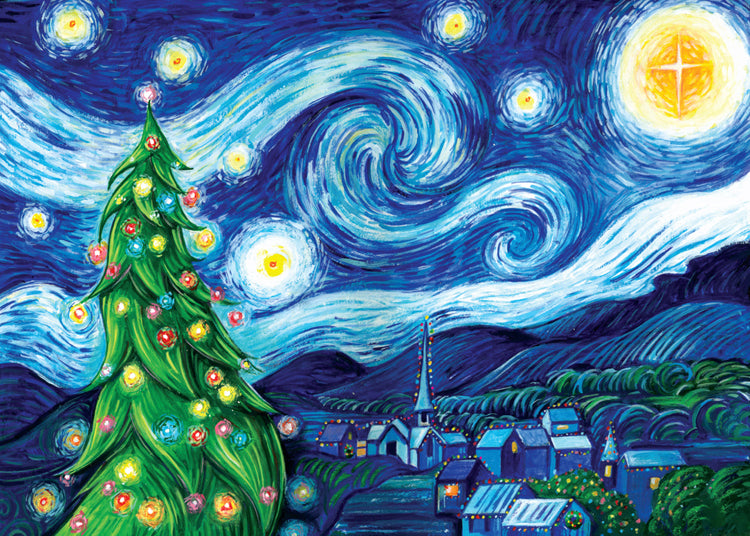 Silent Night, Starry Night Holiday Card