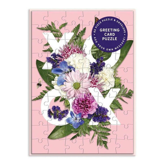 XOXO with Flowers Puzzle Card