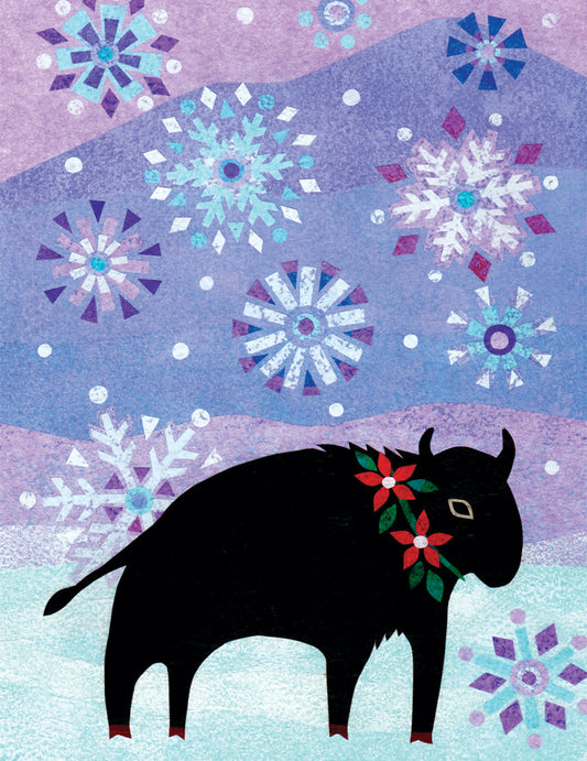 Bison Snowfall Holiday Card