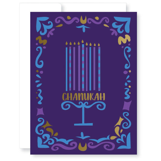 Menorah in Frame Hanukkah Card